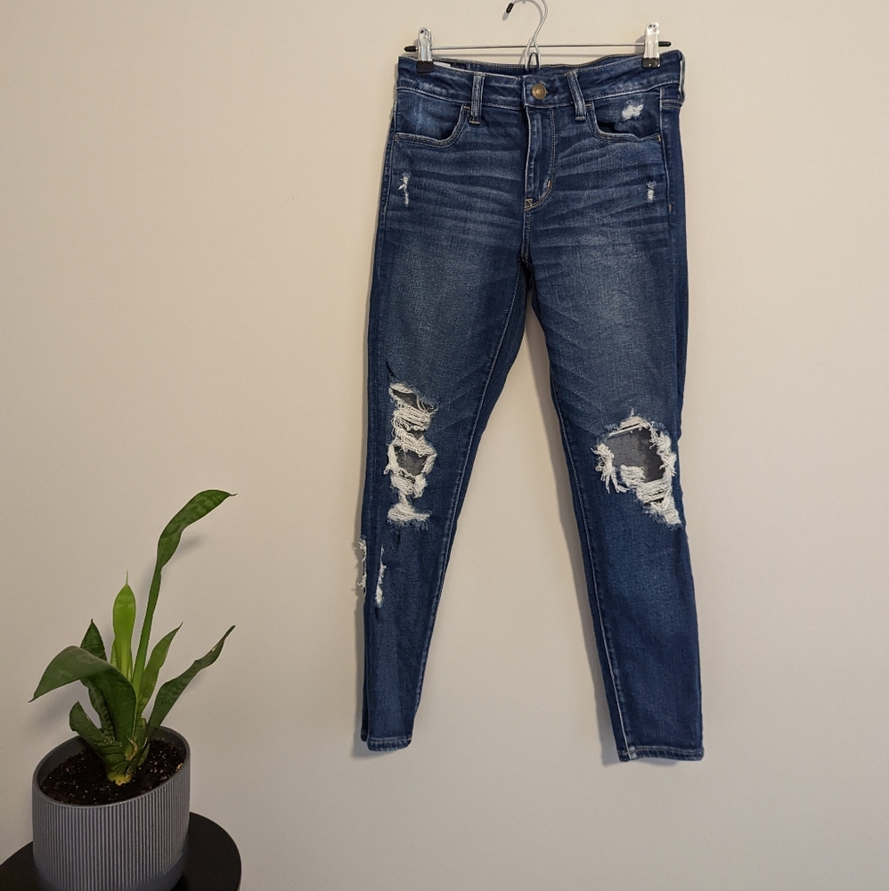 American Eagle Next Level Stretch Distressed Skinny Jeans Jegging